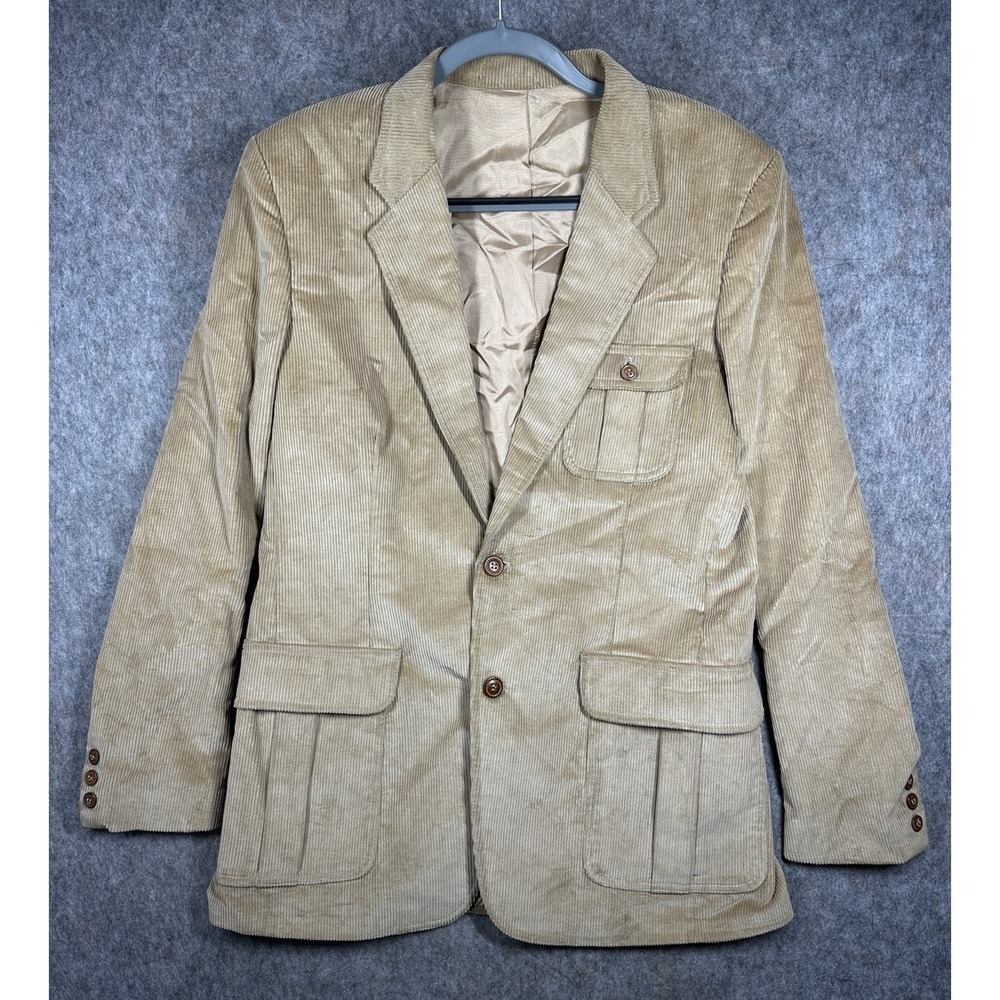 Vintage Lee Corduroy Blazer Jacket Mens 42L Tan Brown 70s 80s Western Coat USA